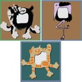 Cartoon square-shaped animals for photo frames or pictures.